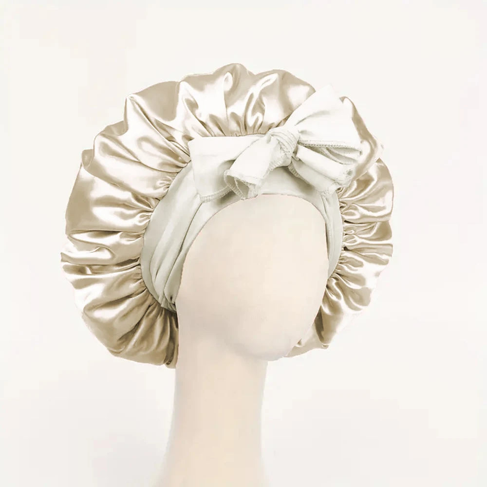 Luminora Satin Sleep Bonnet — Beige