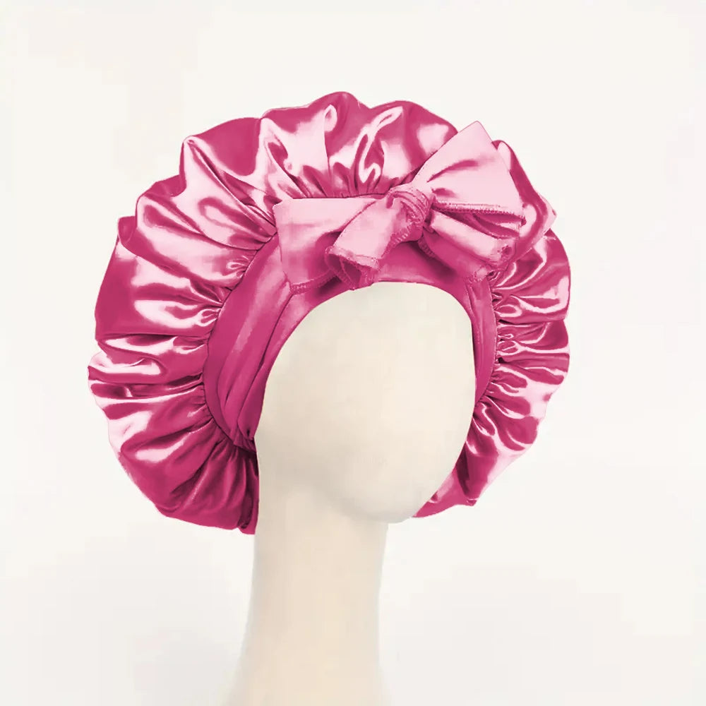 Luminora Satin Sleep Bonnet — Dark Pink