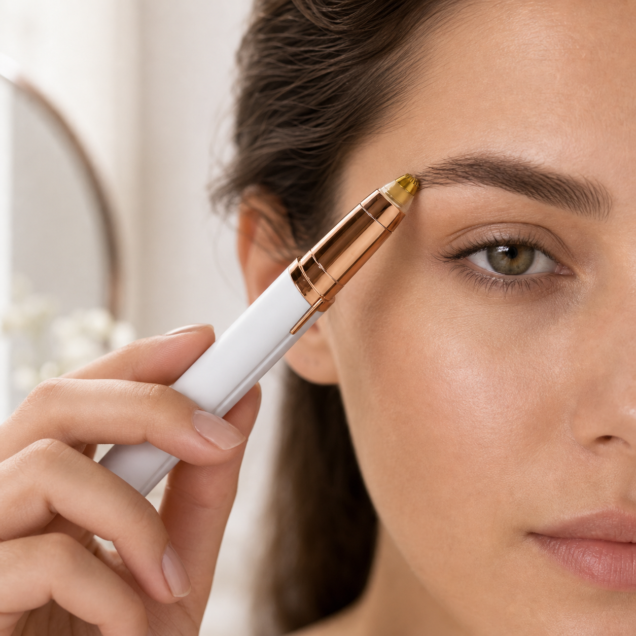 Using the precision facial trimmer for an eyebrow touch-up